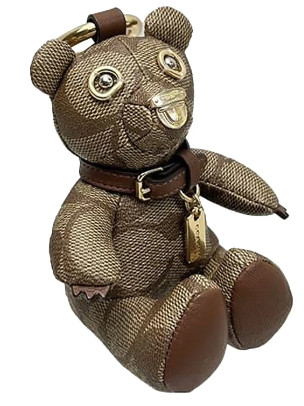 Coach Bear Bag Charm In Signature Canvas in Khaki/ Saddle CI012 NWOT